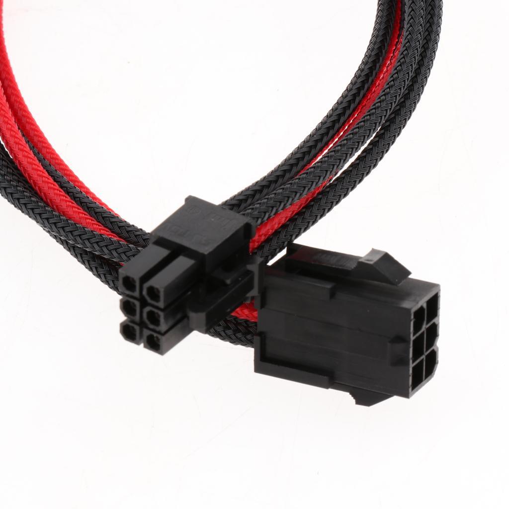 6 Pin Male to Female PCI-E Graphics Card GPU Extension Cable -30cm Black+Red