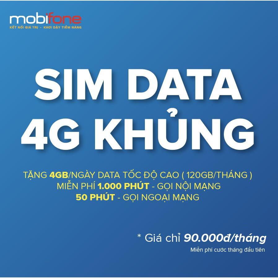SIM 4G Mobifone C90N ,4Gb/ngày, 1050 phút gọi- Miễn phí 1 tháng, nhận hàng mới kích hoạt gói- Hàng chính hãng