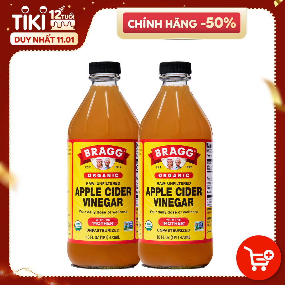 Giấm táo hữu cơ Organic Bragg 473ml (2 chai)