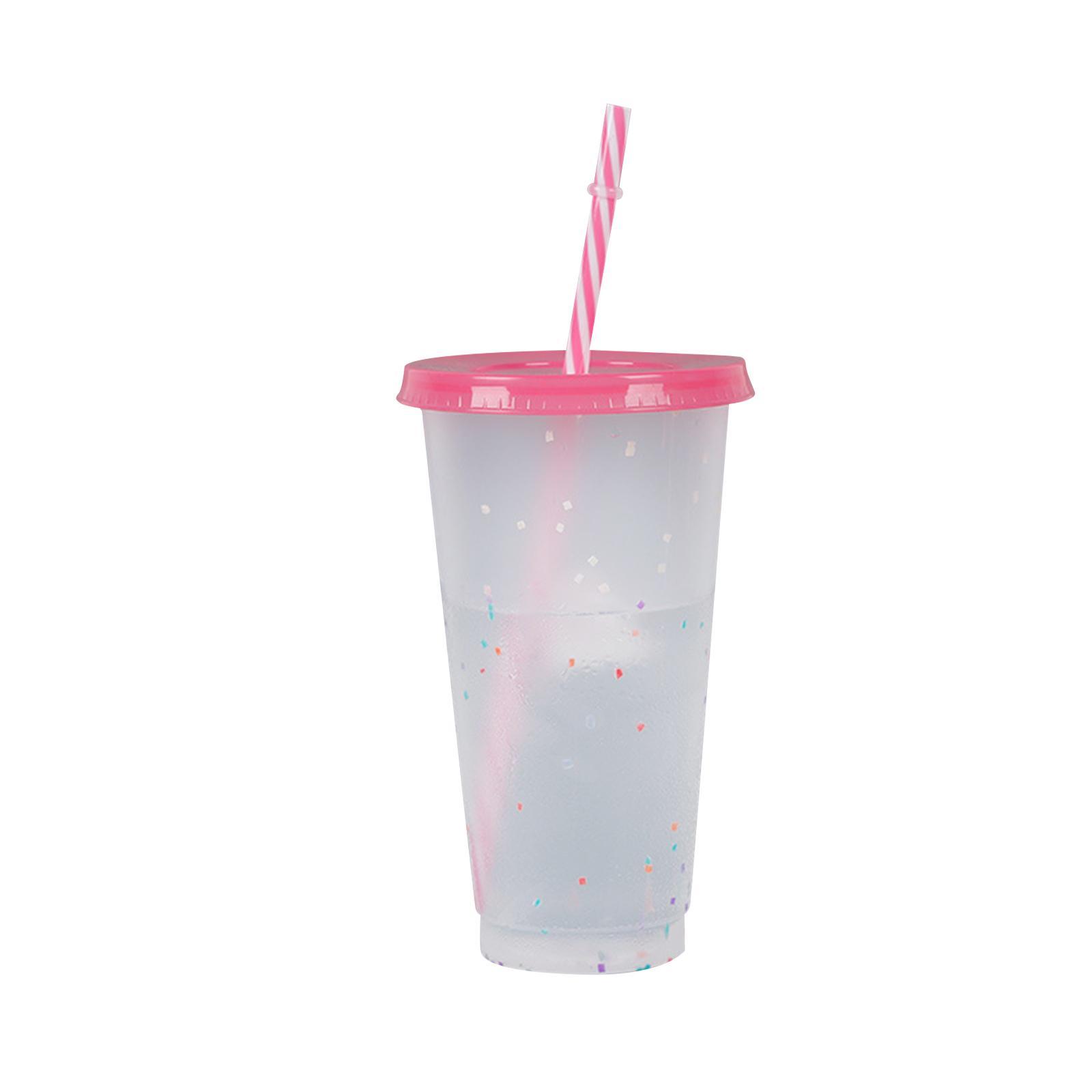 Color Changing Cup with Lids Smoothie Cup Transparent Portable Drinking Mug