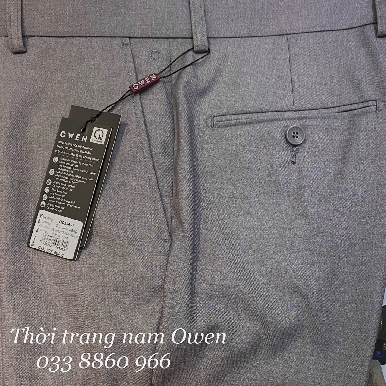 OWEN - Quần âu nam Owen Slimfit màu xám be 23451