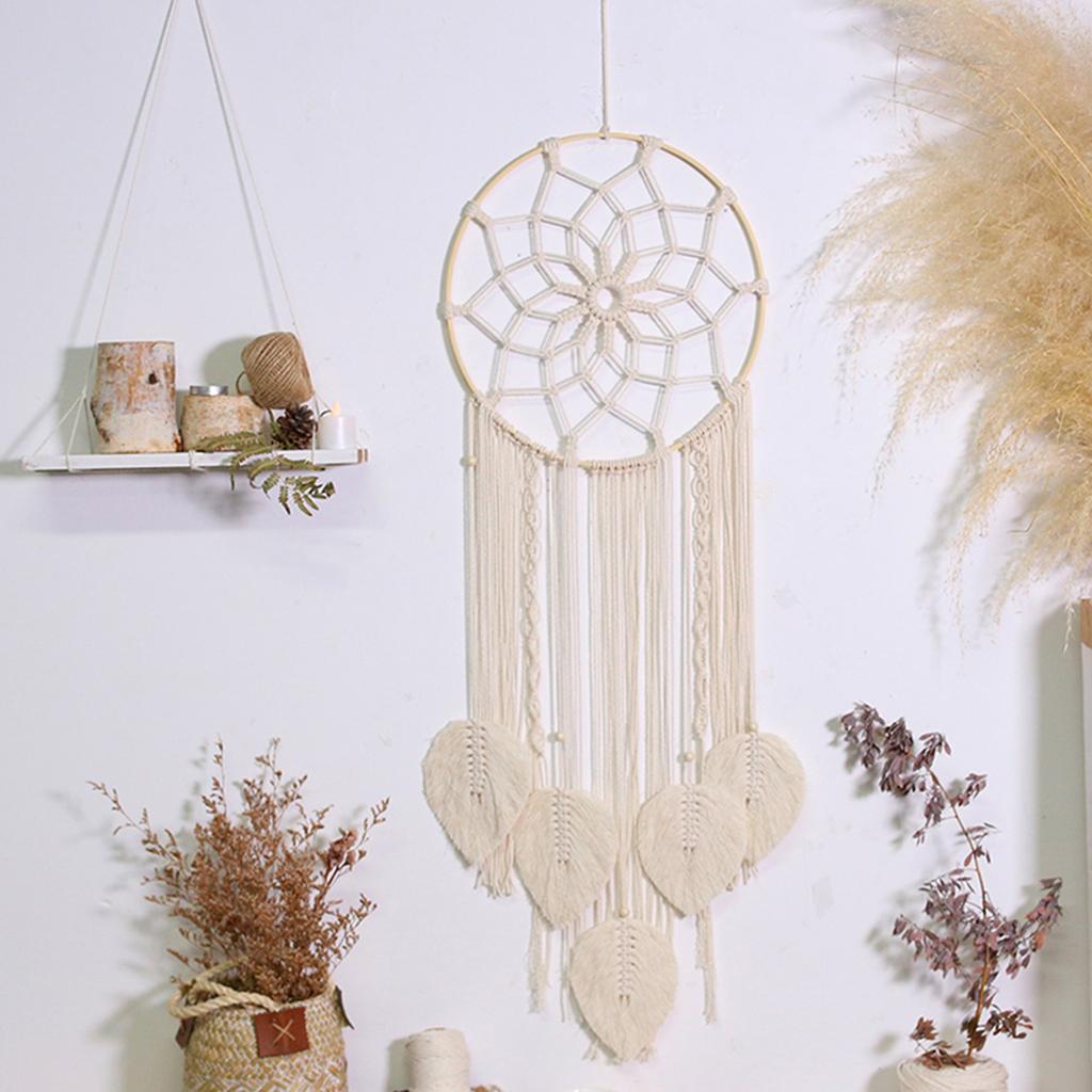 Hanging Tapestry Pendant Macrame Wall Crafts for Bedroom Gifts Wooden Circle