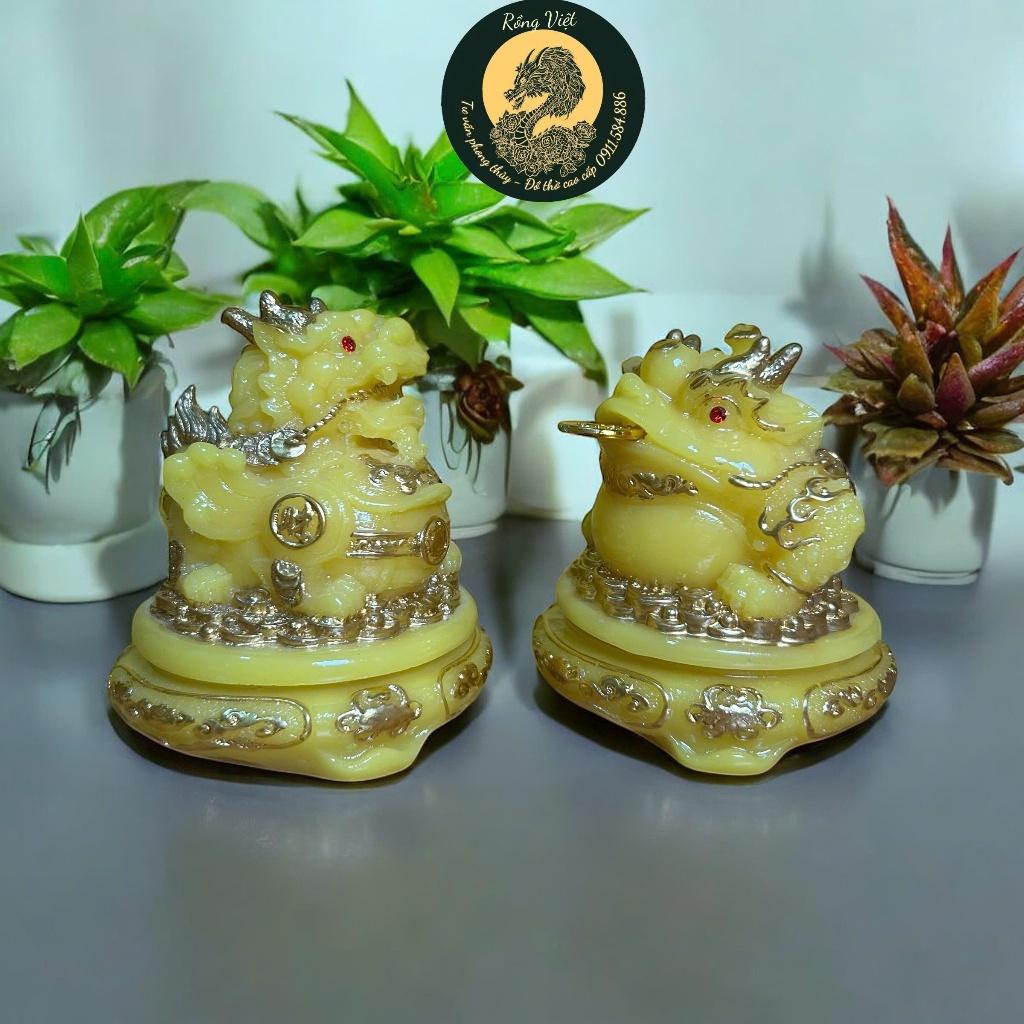 {RV} Cặp cóc tỳ đá xanh lá mini RỒNG VIỆT, cặp thiềm thừ đá đúc đài loan cao cấp