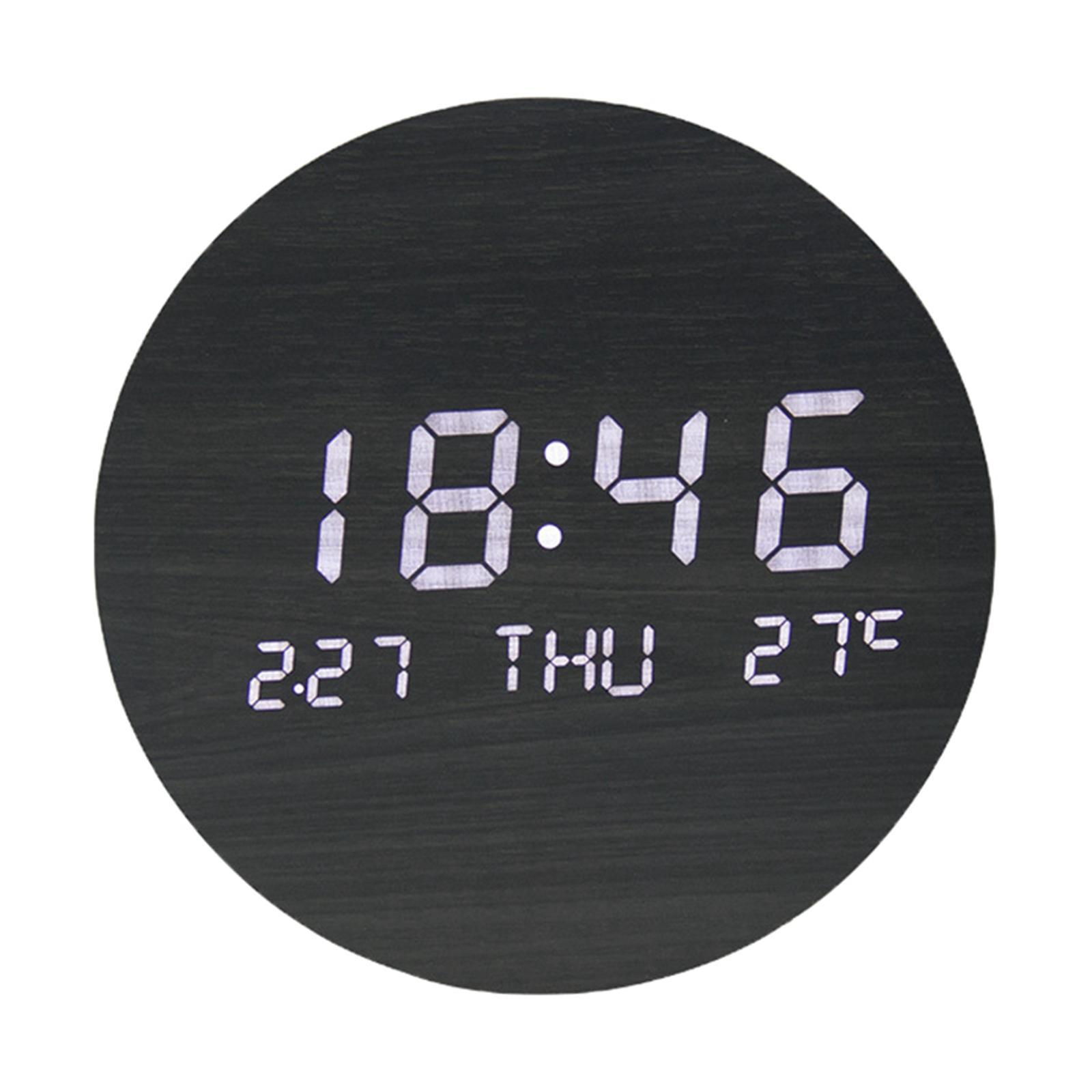 Temperature large display non ticking clock desk Black