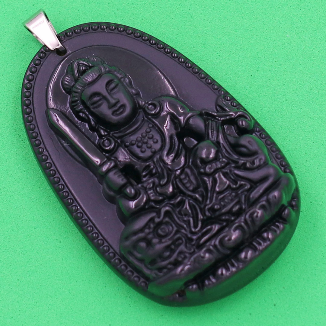 Mặt Phật Văn Thù Bồ Tát thạch anh đen 4.3cm