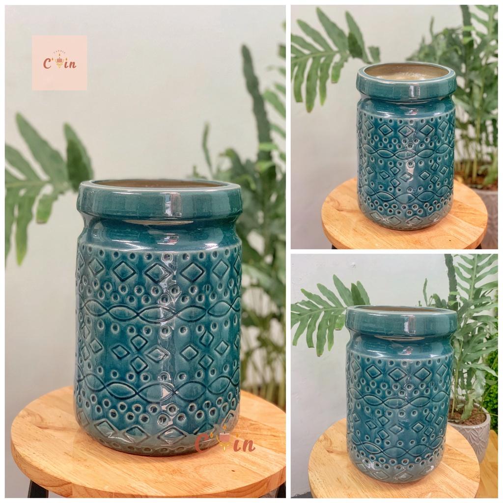 Bình hoa họa tiết 3D, Lõm tròn size to các màu - Bình hoa gốm, Lọ hoa Decor Trang Trí - Gốm Xuất Khẩu