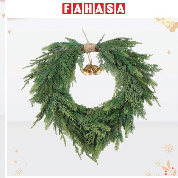 Vòng Hoa Lá PE Gắn Chuông - Trang Trí Noel 55 cm - Chaang Chiia LP-W-HR