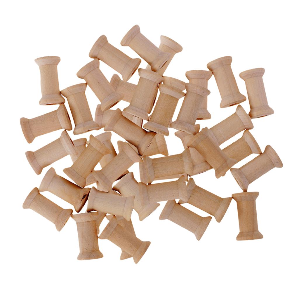 50 Gói Gỗ Cuộn-Chưa Hoàn Thành Bằng Gỗ Cuộn-Đường Chỉ May Lớp Viền Dây Dây Đường Chỉ May Chỉ Tổ Chức 27X16 Mm