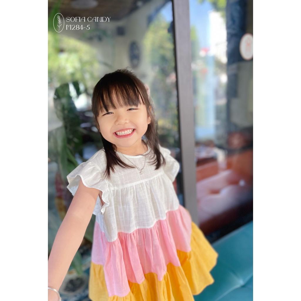 ĐẦM TẦNG LINEN PHỐI MÀU XINH XẮN