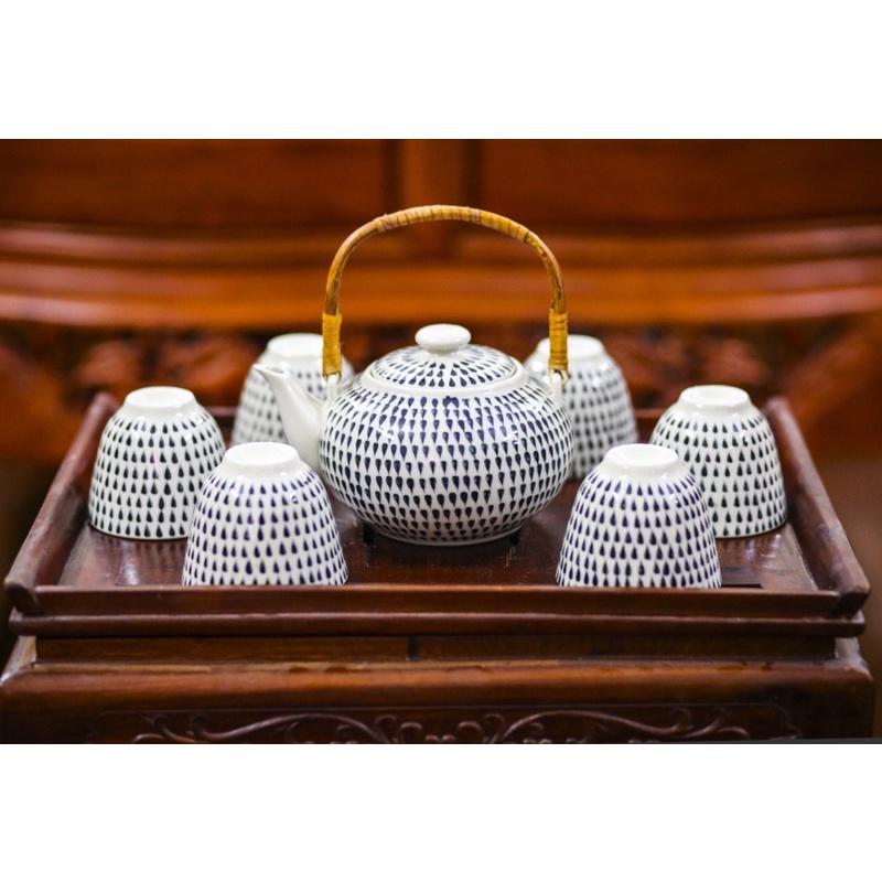 BỘ ẤM CHÉN VẼ BÁT TRÀNG️ẤM CHÉN ĐẸP️RẺ