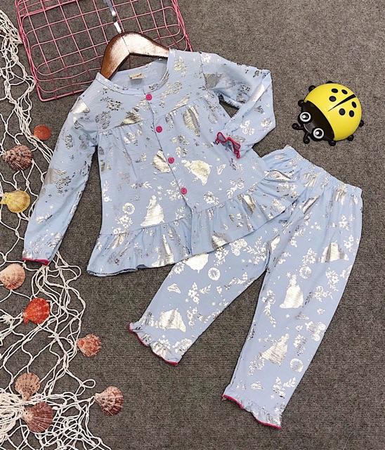 Bộ Pizama Bé Gái Vải Xuất Dư Size 12-30kg