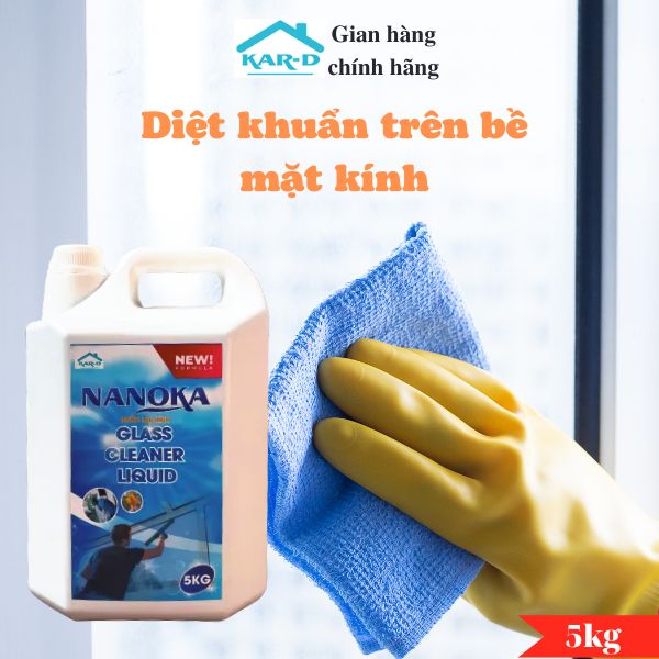 Can 5kg Siêu Tiết Kiệm - Nước lau kính Nanoka 5kg Siêu sạch, hạn chế bám bụi, không để lại vết sọc trên kính