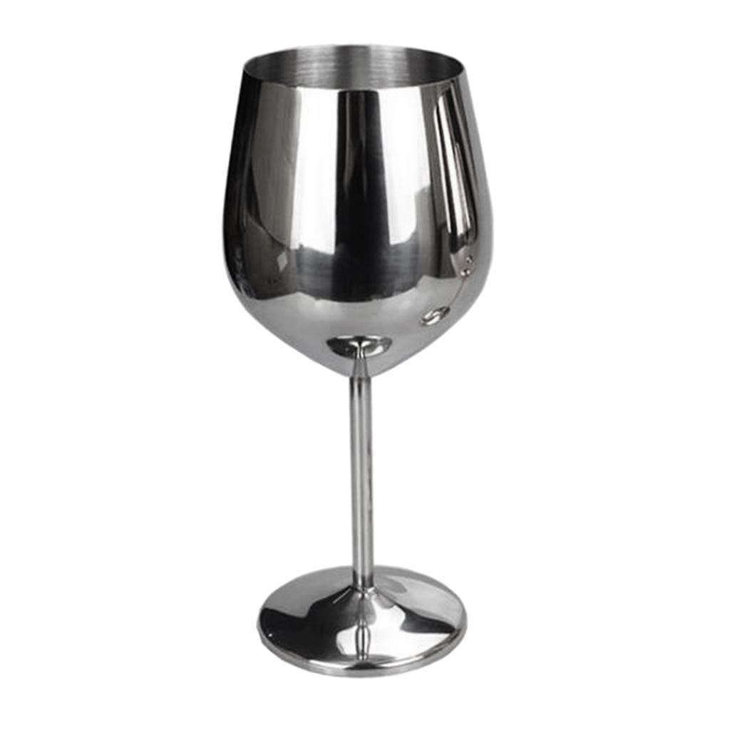 Set of 3 Stainless Steel Wine Drinking Goblet Cup Home Party 500ml Silver