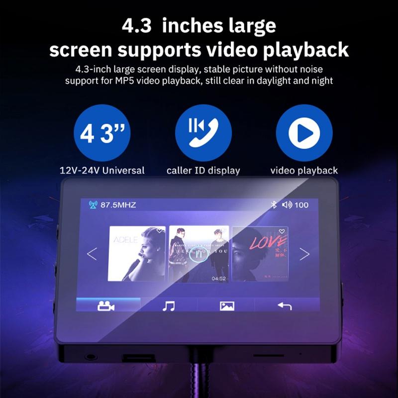 Máy Phát Nhạc MP5 4.3 Inch Bluetooth 5.0 USB 12V 24V Cho Xe Hơi