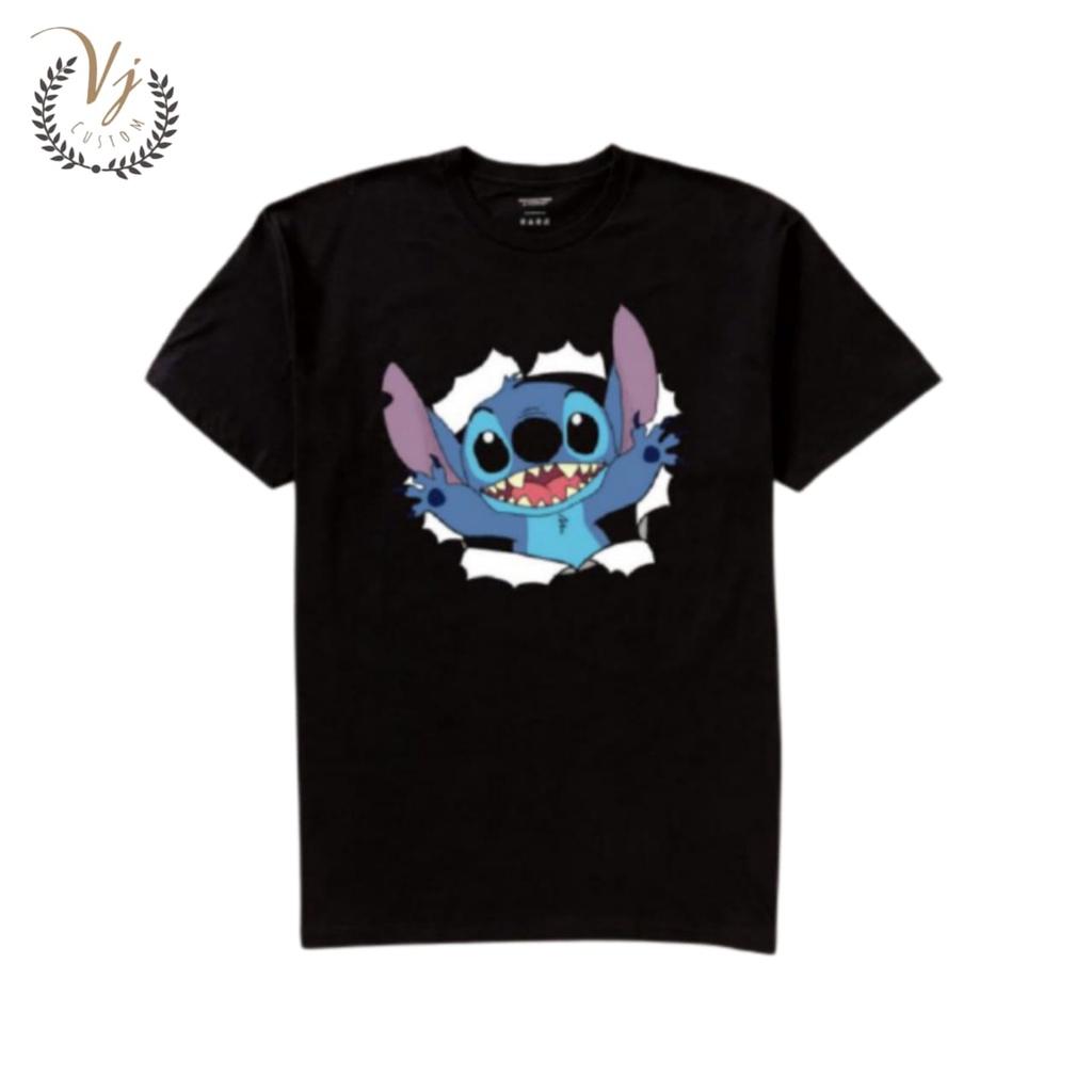 kaos baju wanita perempuan STITCH kepo / tshirt distro hitam lokal size s m L XL XXL XXXL katun ori
