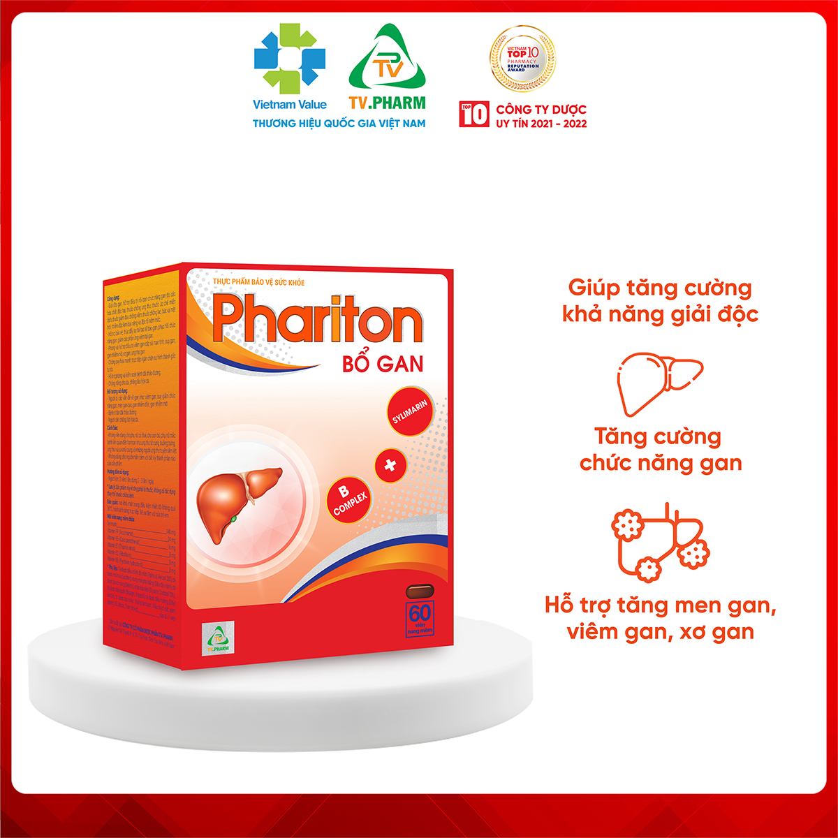 Thực phẩm bảo vệ sức khỏe PHARITON BỔ GAN - Hỗ trợ giải độc gan, tăng cường chức năng gan