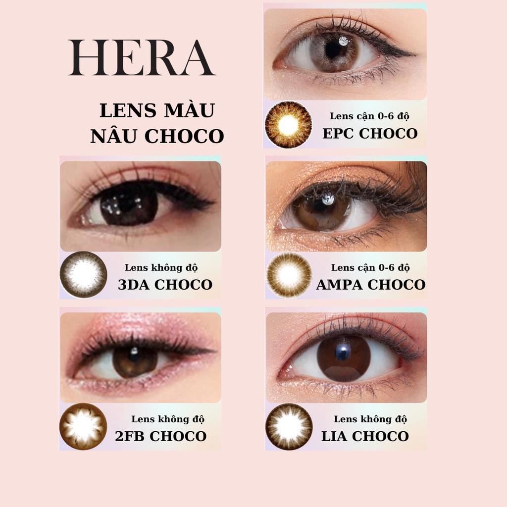 Kính Áp Tròng Hera Nâu Choco Cánh Hoa Không Độ FLORAL CHOCO Nhập Khẩu Hàn Quốc Lens Không Cận 6 Tháng