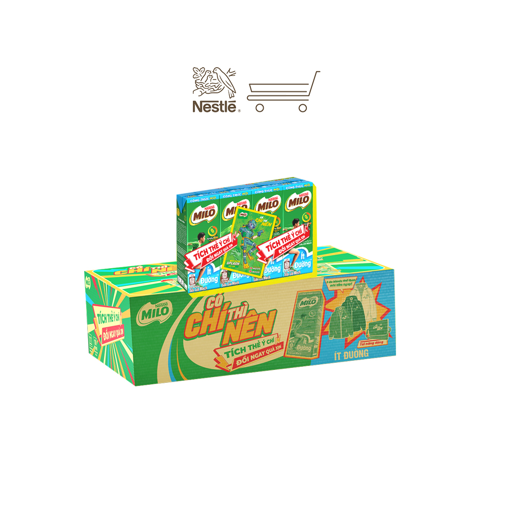 KHUYẾN MÃI SĂN THẺ ĐỔI QUÀ Sữa Nestlé MILO Ít đường thùng 48 hộp x 180ml
