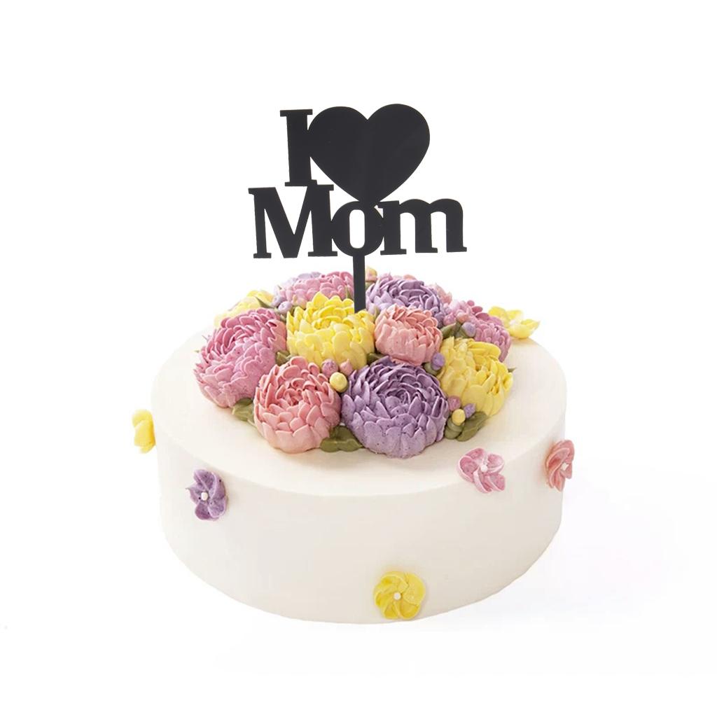 I Love Mom Heart Cake Topper Party Cake Baking Accessories Photo Prop