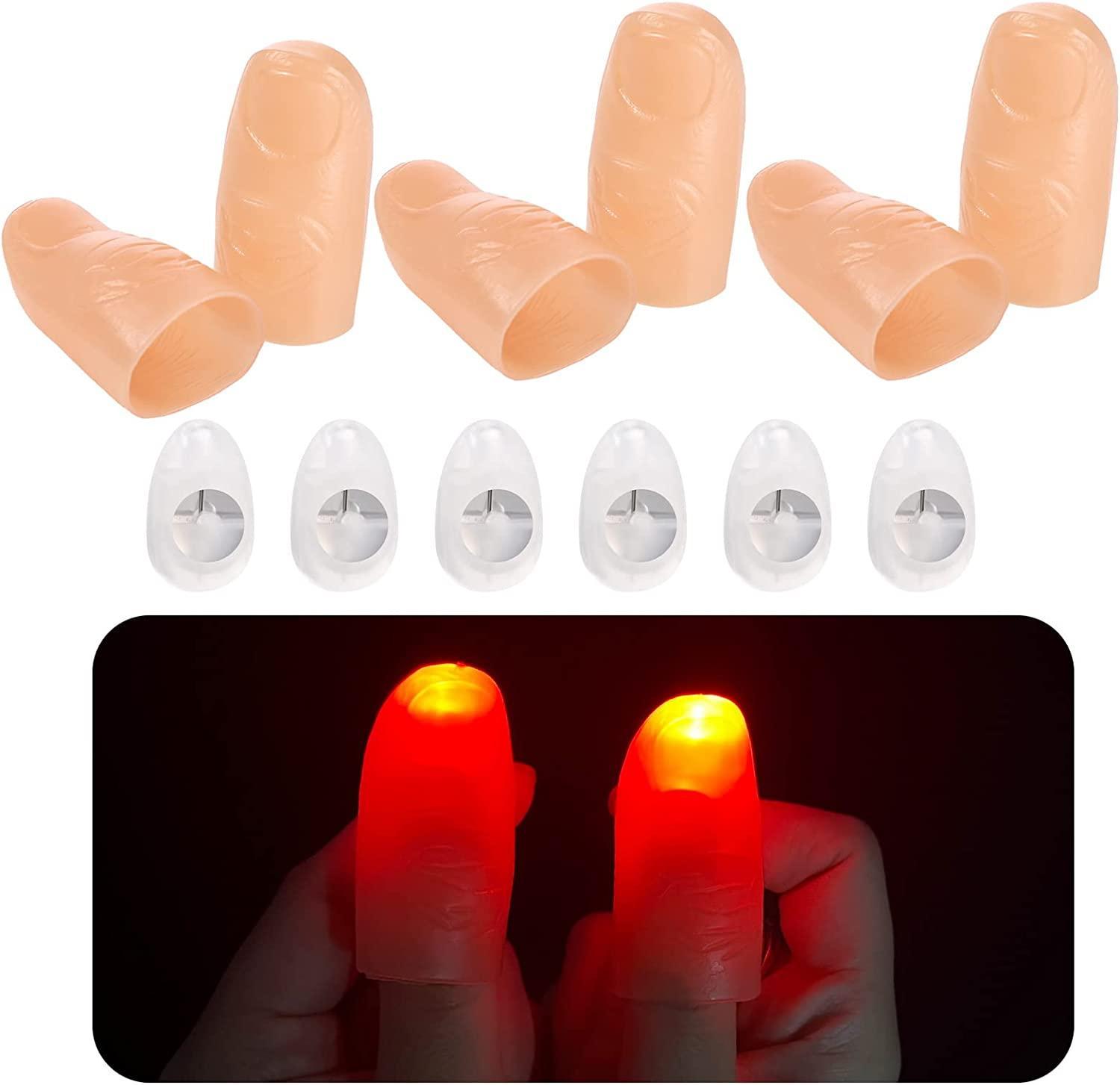 6 miếng ma thuật ngón tay cái đèn LED ngón tay giả đèn flash ngón tay cái ma thuật ngón tay cái LED kịch độc đồ chơi sân khấu quầy bar biểu diễn ma thuật đạo cụ