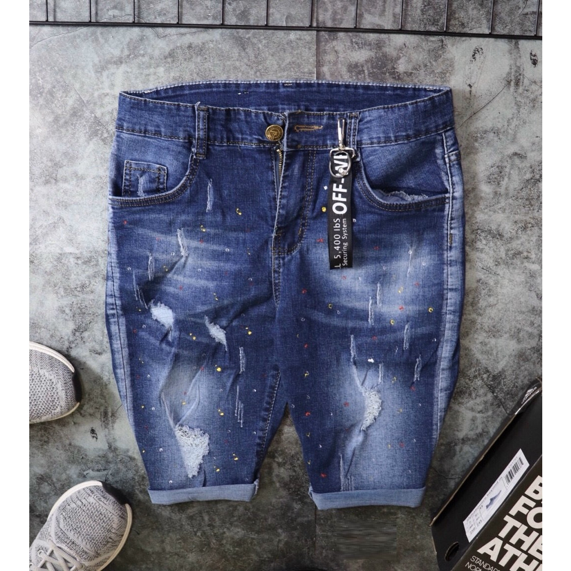 QUẦN SHORT JEAN NAM RÁCH CÁ TÍNH