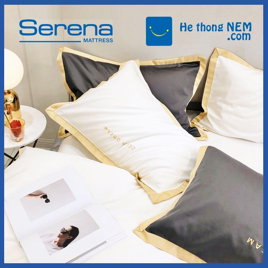 Bộ Chăn Ga Gối 5 Món Lụa Pháp SERENA Drap Giường Chăn Ga Gối Đệm Cao Cấp - Hệ Thống Nệm