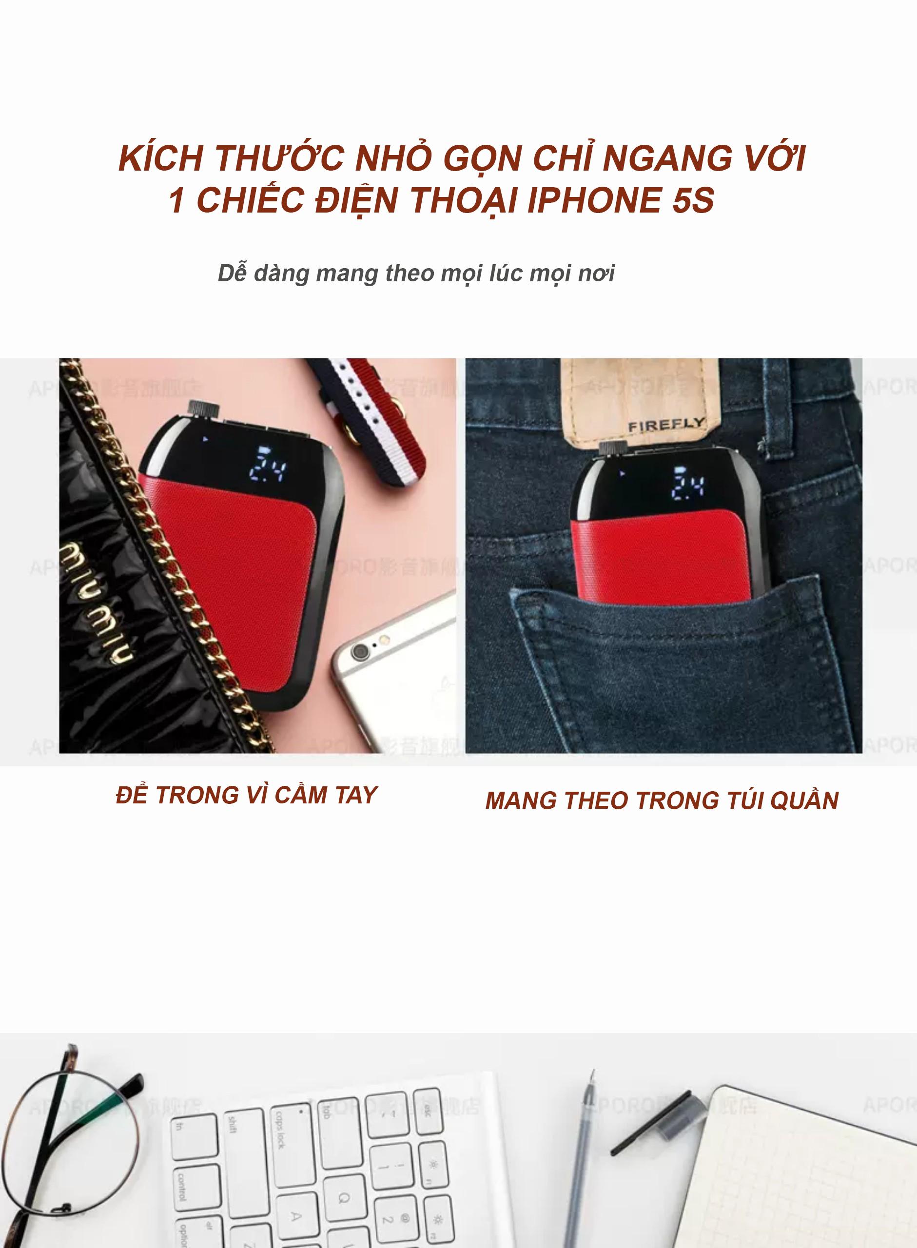 Máy trợ giảng không dây Aporo T9 2.4G phiên bản micro cài áo Pro