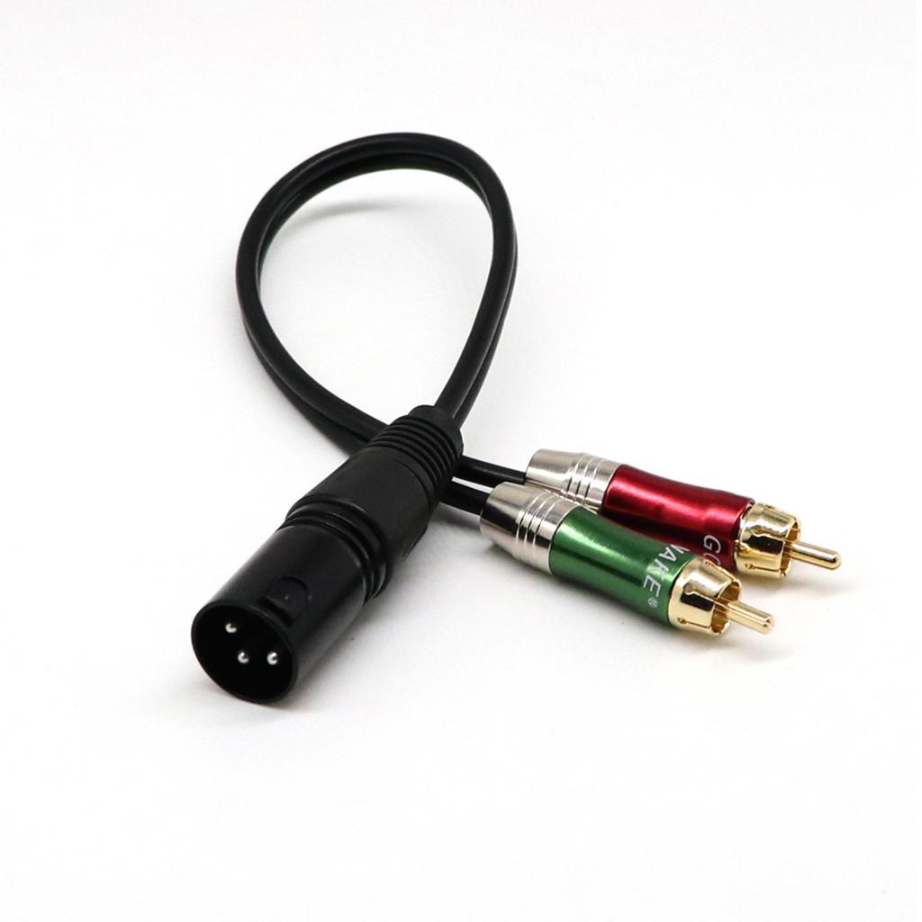 2 Pieces 1 XLR Male to 2 RCA Male ,XLR Adapter Plug to 2 x Phono RCA Plug Adapter Cable Lead 30cm Splitter Patch Y Cable