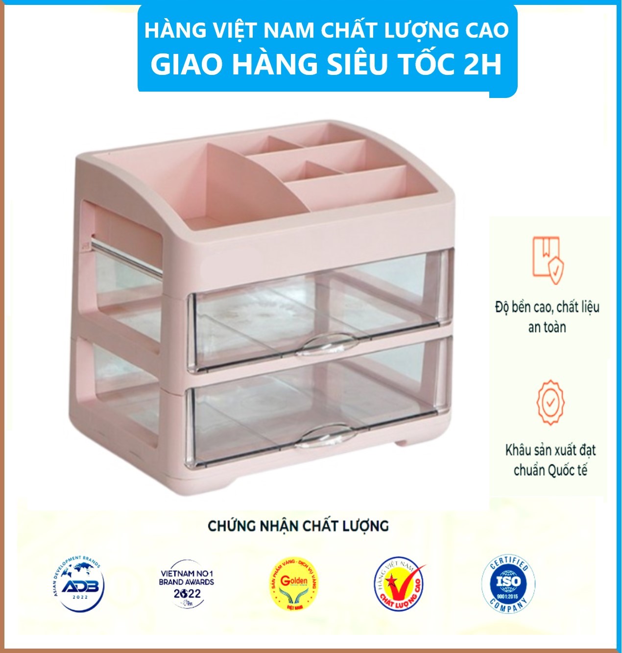 Tủ Đựng Mỹ Phẩm Cao Cấp HOKORI 3 Tầng, Kệ Đựng Mỹ Phẩm, Đồ Trang Điểm Nhiều Ngăn - Hàng Việt Nam