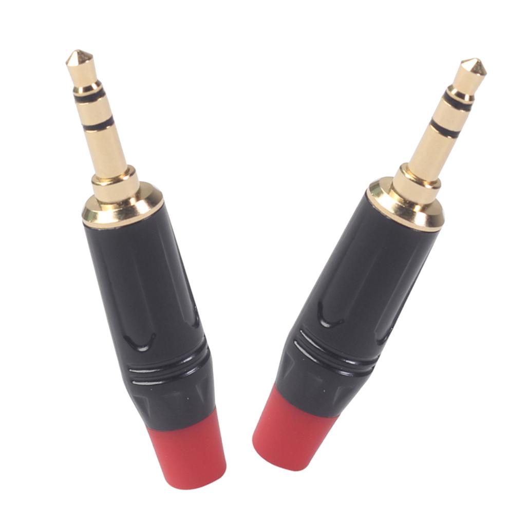 2Pcs Alloy 3.5mm Gold Plated Plug Connector Audio Stereo For Cable DIY Accs