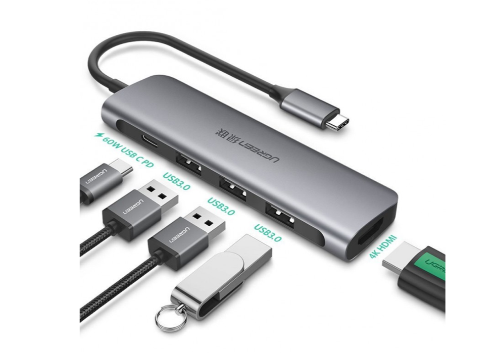 Bộ chuyển đổi đa năng USB type C 6 in 1 UGREEN CM136 80132 - Hàng chính hãng