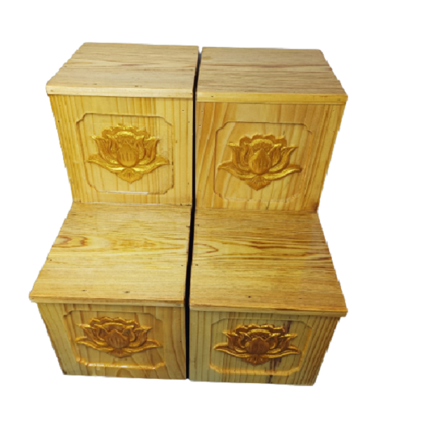 Đế gỗ Tam Cấp,Kệ Tam Cấp,Nhị Cấp Gỗ Bàn Thờ Thần Tài Sen Dát Vàng 3 size