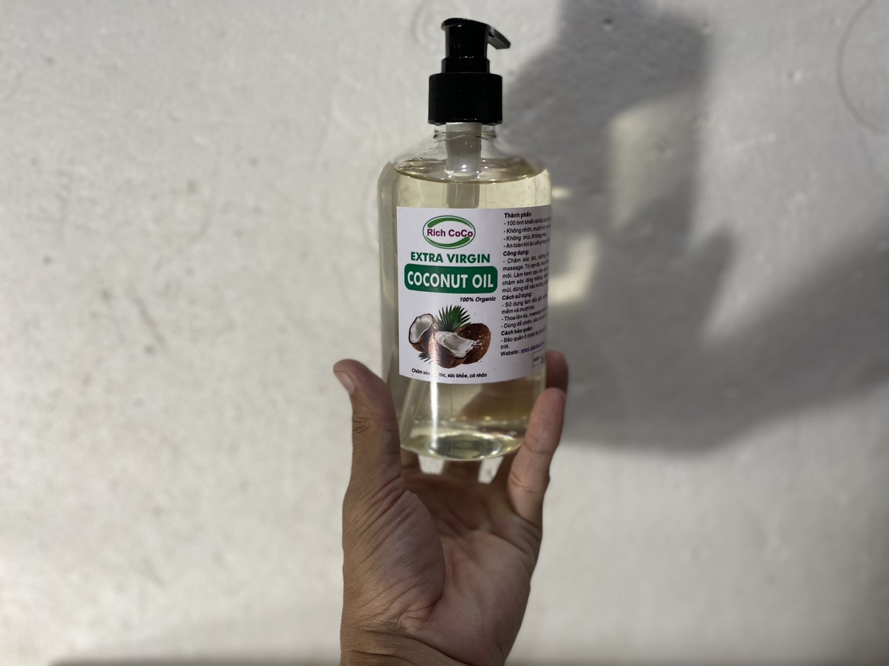 DẦU DỪA HỮU CƠ ÉP LẠNH - RICH COCO – EXTRA VIRGIN COCONUT OIL – CHAI 500ml