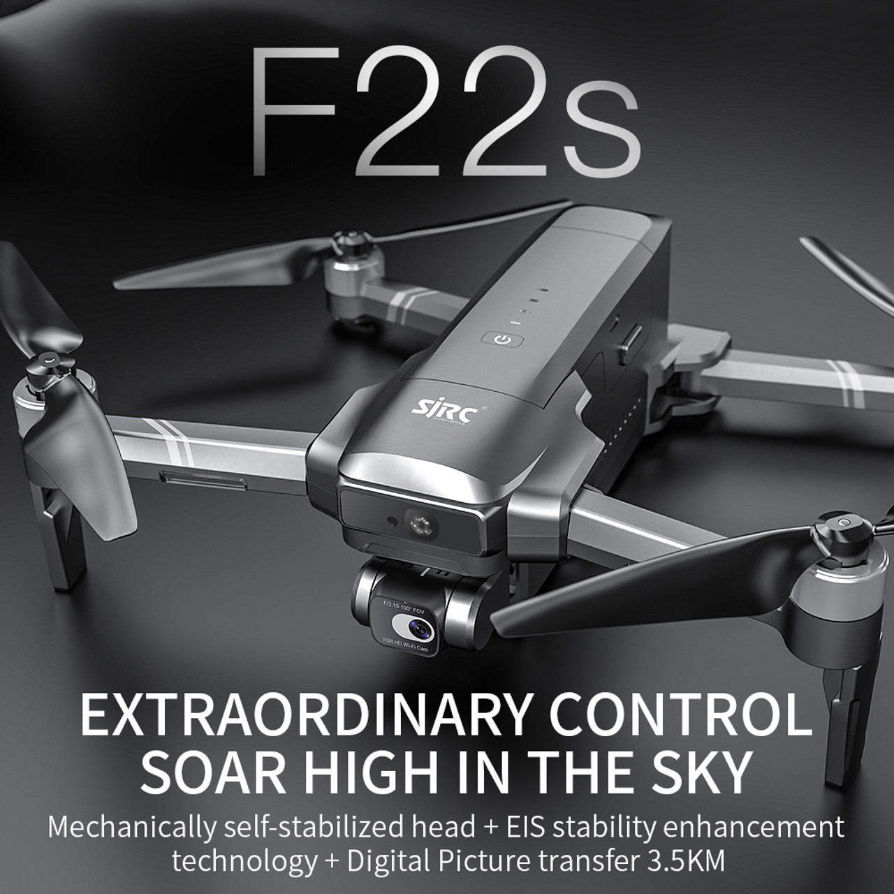 Vinetteam Flycam SJRC F22S 4K Pro Máy bay điều khiển từ xa có chống rung 3 trục cảm biến va chạm trước bằng laser, khoảng cách truyền hình ảnh lên đến 3500m - hàng chính hãng