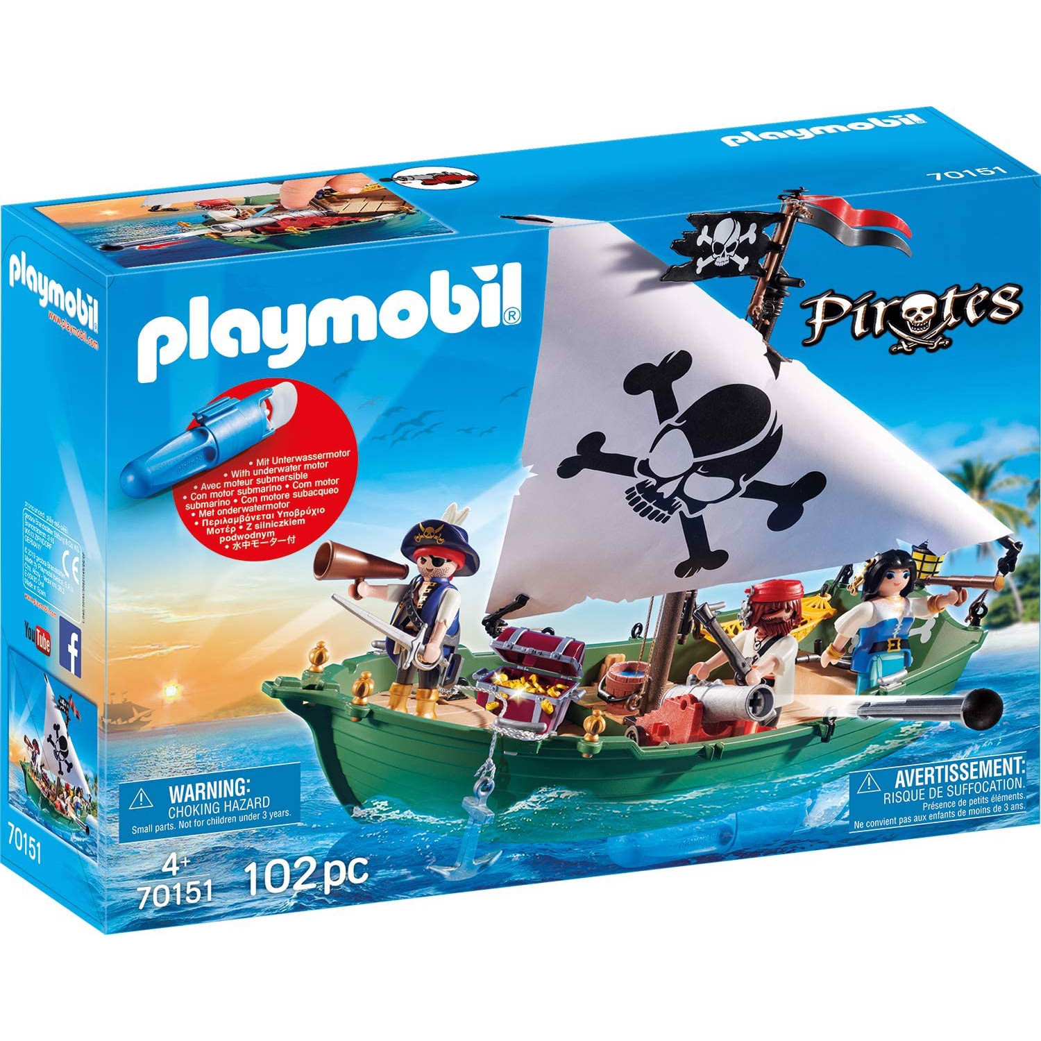 Đồ chơi mô hình Playmobil Tàu hải tặc với động cơ dưới nước