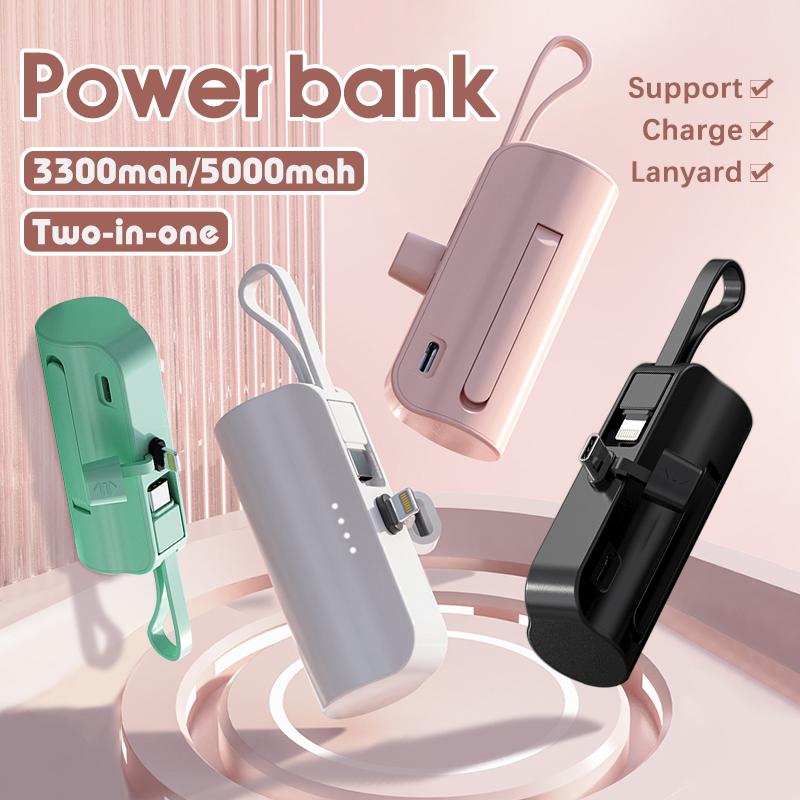 Giá đỡ điện thoại di động tích hợp Mini 3300mah không dây có đèn Led tiện dụng với cáp riêng và đầu ra kép