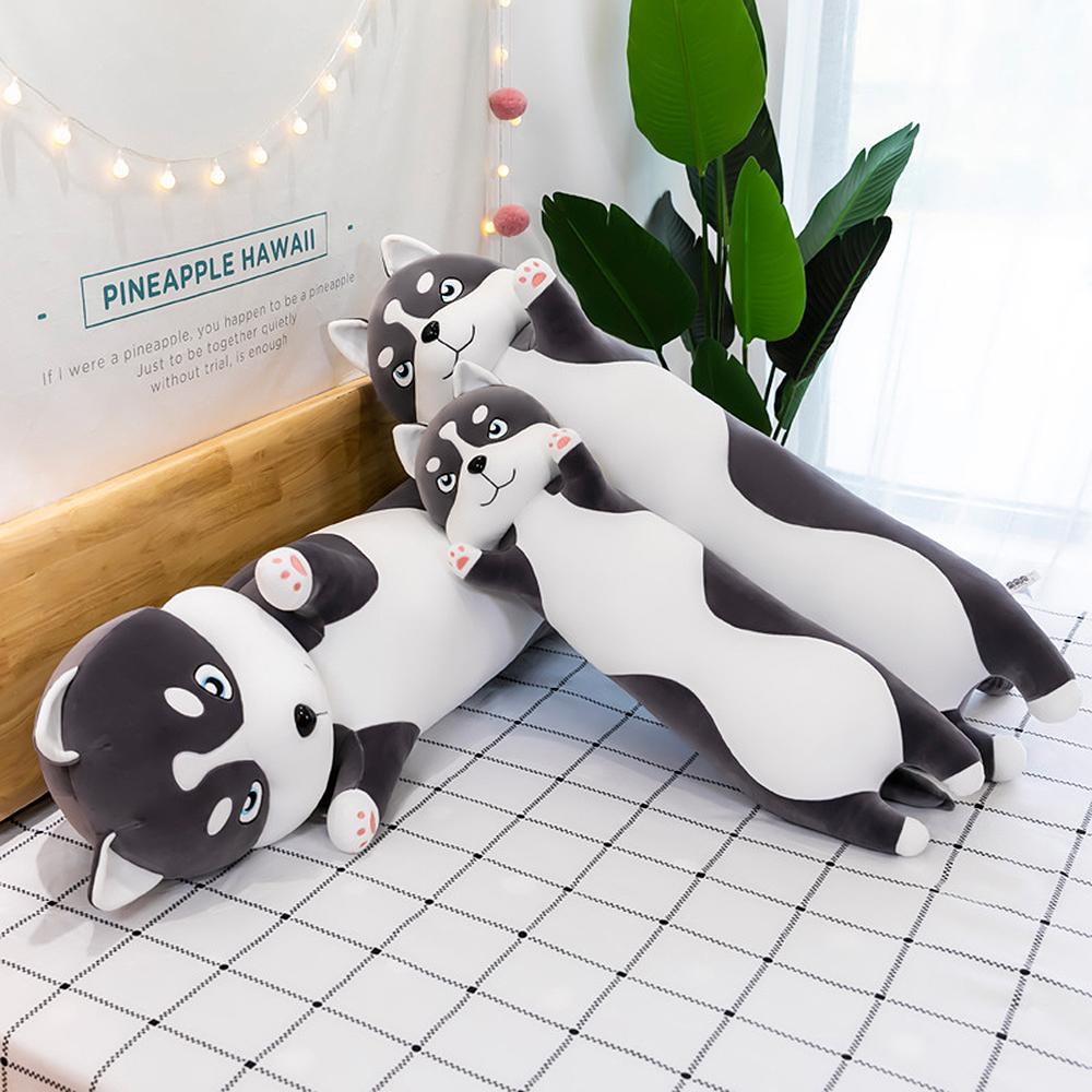 Throw Pillow Cute Cartoon Long Husky Shaped Doll Toy Plush Toy Sleeping Decorative Gift