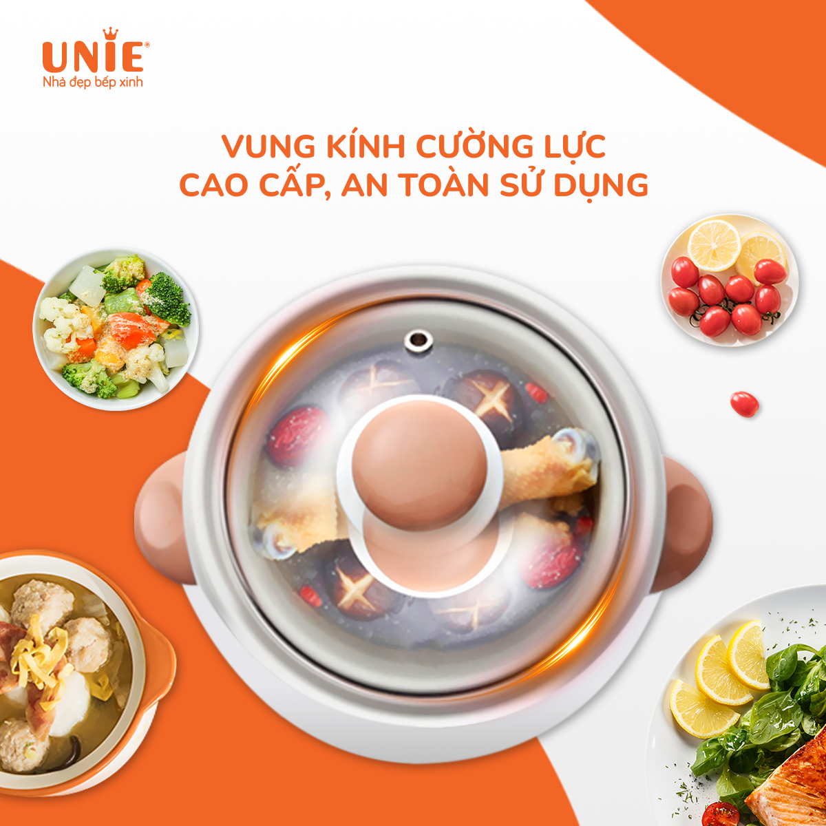 Nồi Chưng Yến, Nồi Nấu Cháo, Nồi Tiềm Thuốc Bắc UNIE USC10W Sử Dụng Tiếng Việt Dung Tích 1 Lít Công Suất 300 W - Hàng Chính Hãng