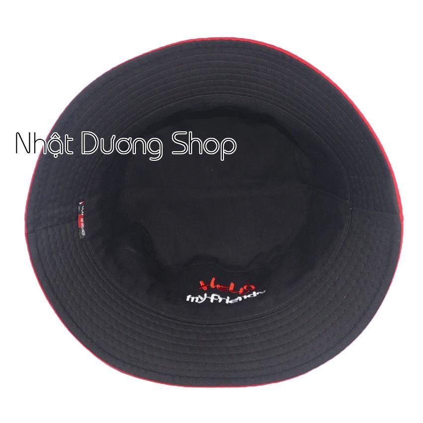 Nón bucket 2 mặt Hello My Friend mũ tai bèo nữ vành nhỏ được may với chất liệu cotton cao cấp, thoáỉ mái