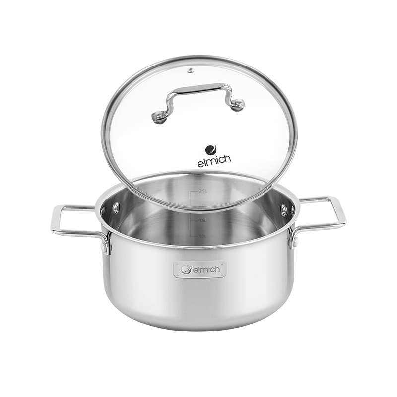 Bộ nồi inox liền khối Elmich Trimax XR EL-8075 size 16, 20, 22 chảo 26cm