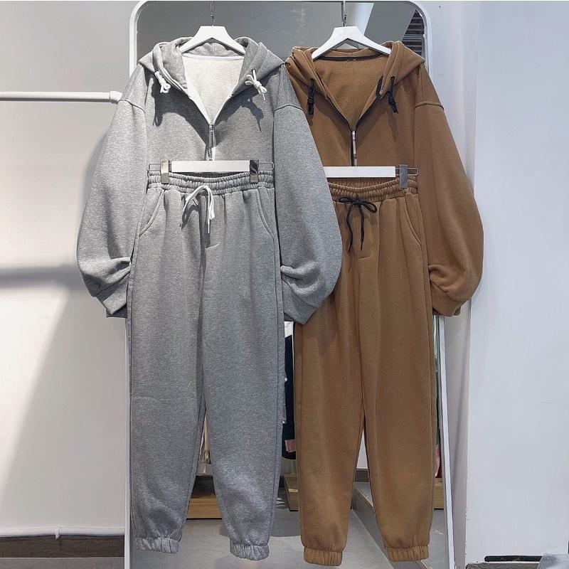 Set đồ nỉ màu nâu ( áo + Quần) unisex ảnh thật bên SSSTore ( nam nữ mặc đều được