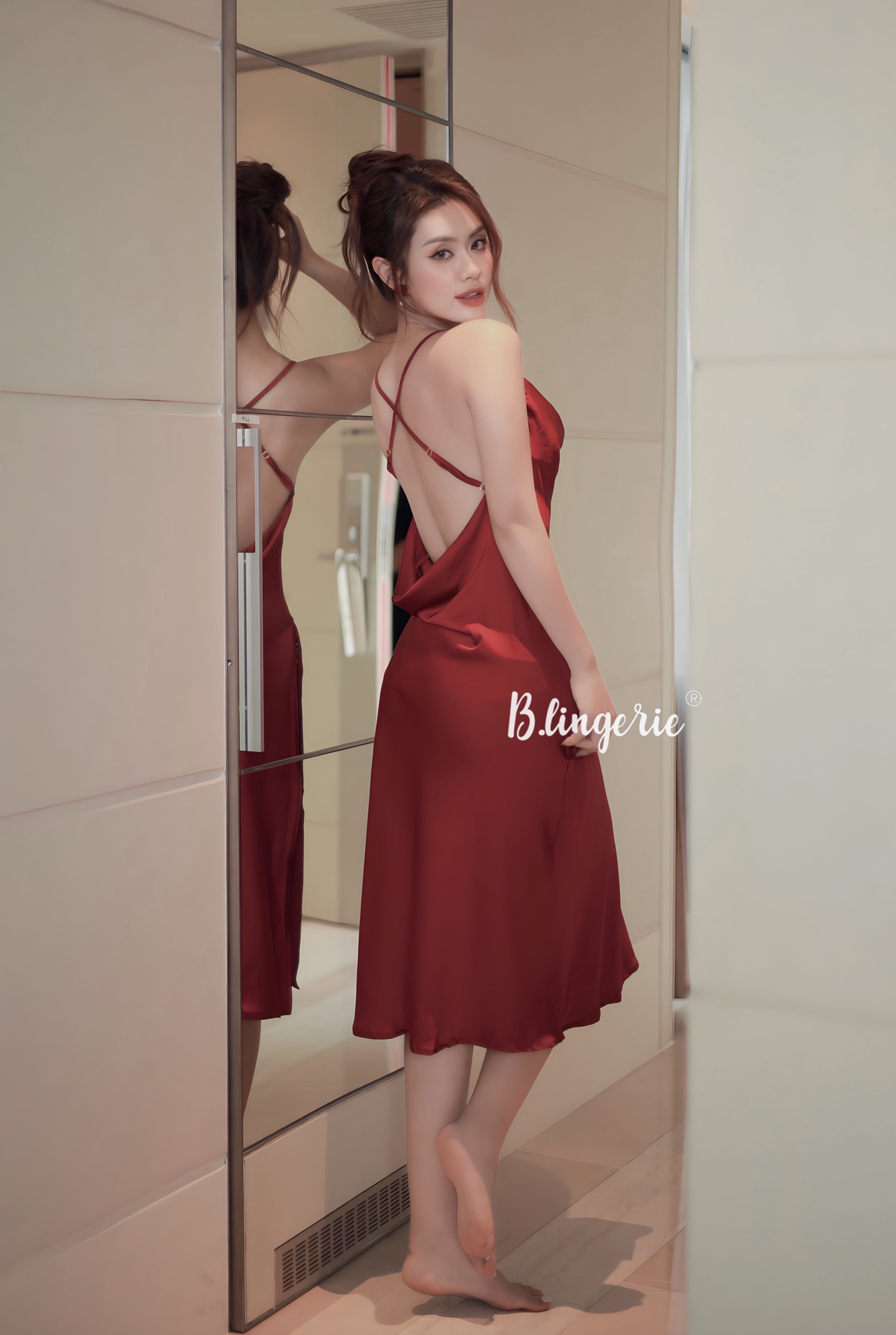 Váy Ngủ Lụa Xẻ Tà - B.Lingerie