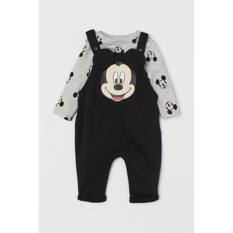 Set Yếm Mickey Kèm Áo Thun Cotton HM