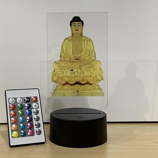 Đèn Led 3D in UV hình Phật Adida tọa đài sen Led-01