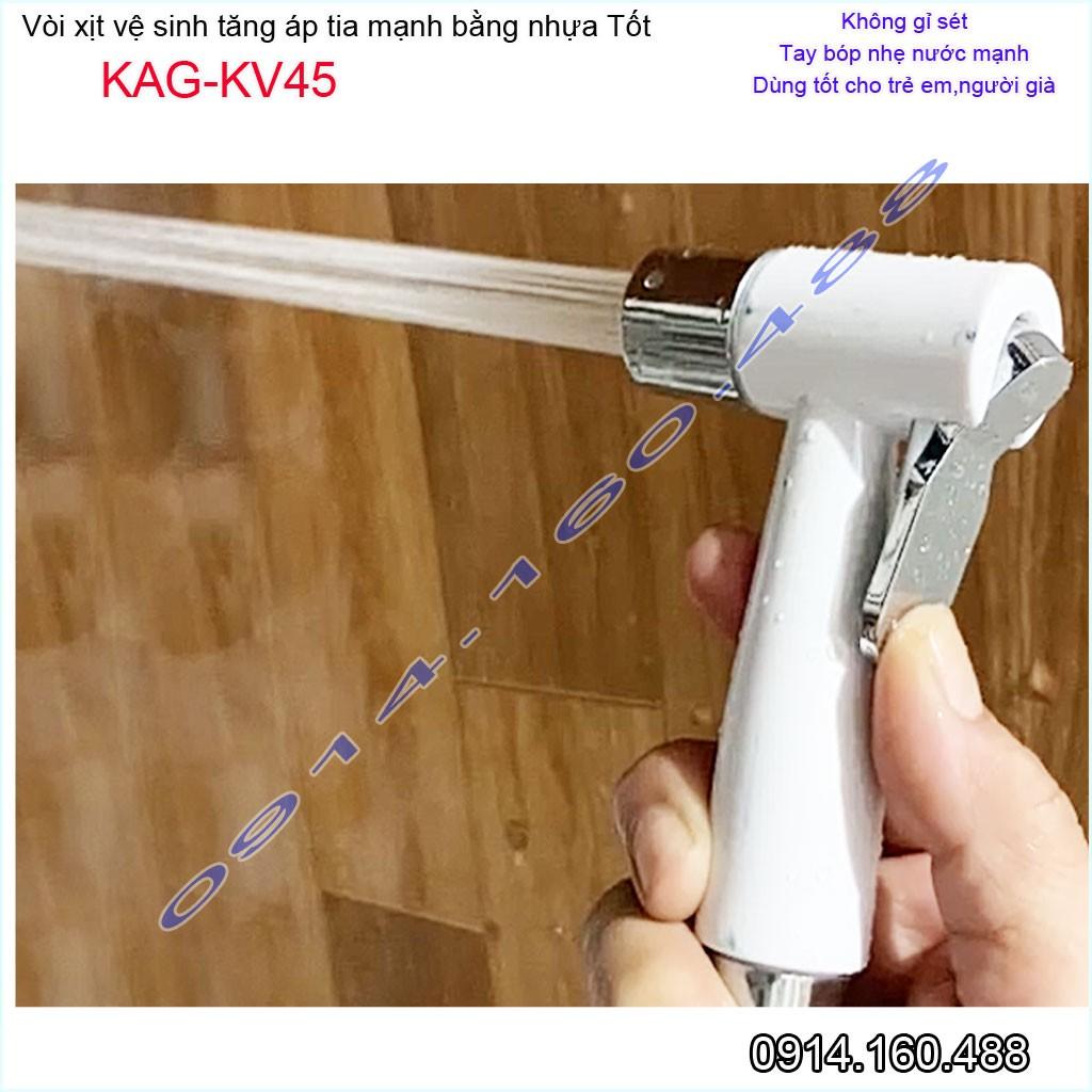 Vòi xịt vệ sinh nhà tắm KAG-KV45 vòi xịt bồn cầu màu trắng tia nước mạnh sử dụng tốt siêu bền