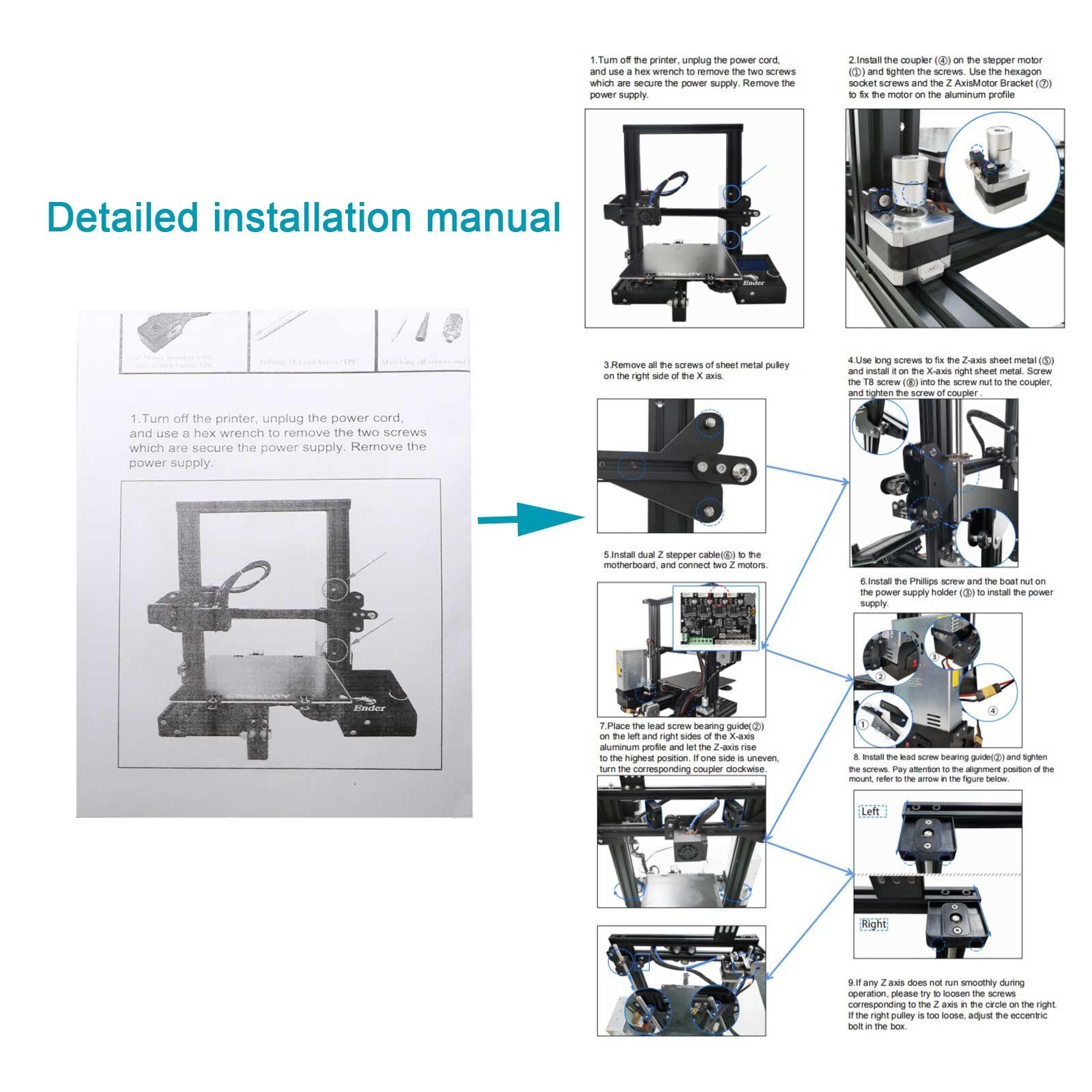 Bộ dụng cụ nâng cấp trục Z kép T8 với động cơ Stepper Stepper cho Creality 3/Ender 3 Pro/Ender 3 V2 Máy in 3D phụ tùng Z