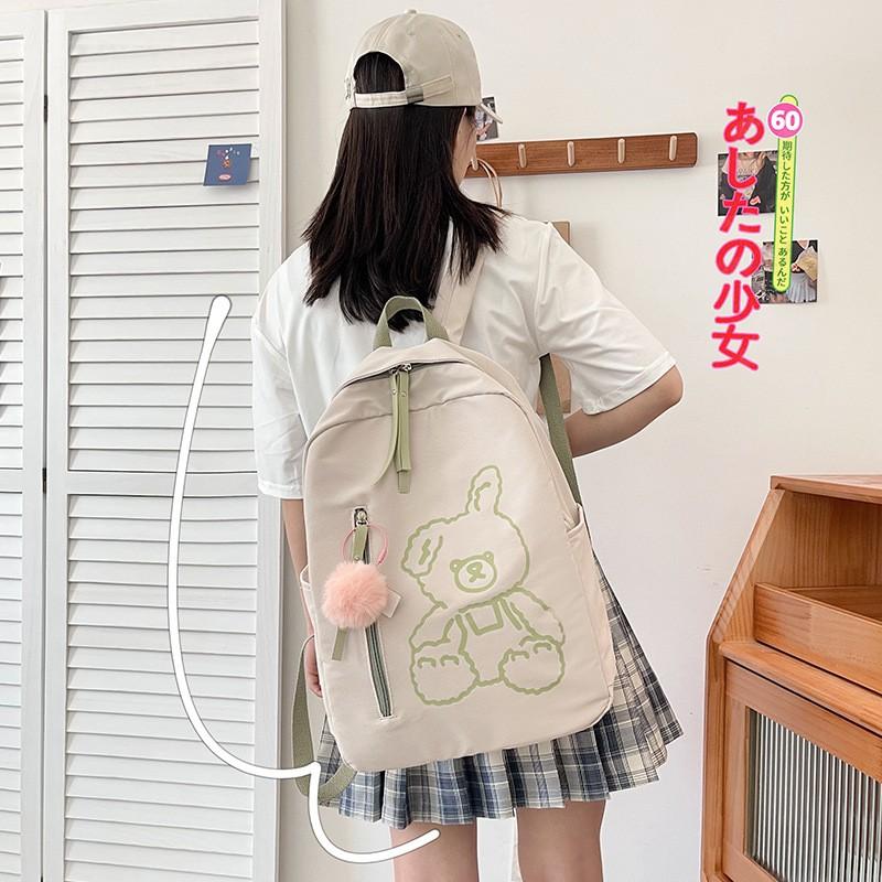 BALO đi học Hình gấu xinh Ulzzang Phong cách Hàn Quốc rộng rãi vải chống thấm nước