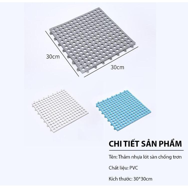 Tấm thảm nhựa ghép chống trơn kháng khuẩn, chống trơn nhà tắm, nhà vệ sinh, kích thước 30x30cm