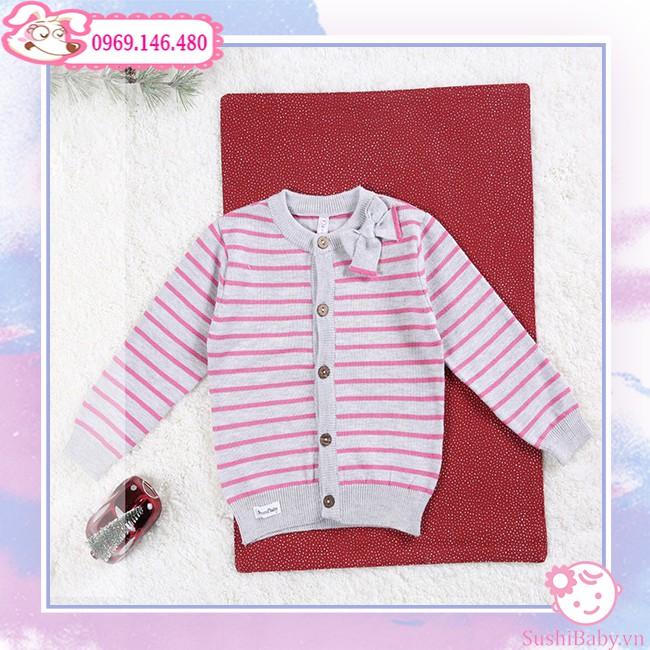 Áo len cài giữa cardigan  sọc ngang phối màu xinh xắn