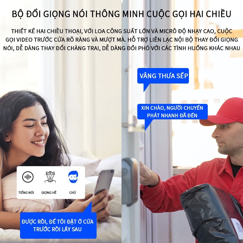 Chuông Cửa Có Camera Thông Minh X3 Kết Nối Không Dây, Chuông Cửa Thông Minh Bảo Vệ An Ninh Gia Đình